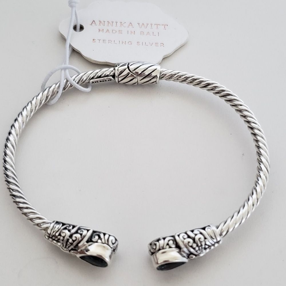 Annika Witt Sterling Silver Blue Topaz Cuff Bracelet - Picture 3 of 6